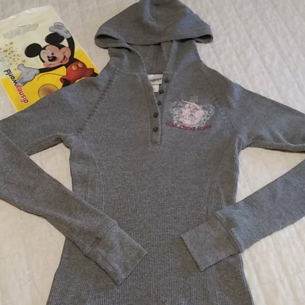 Walt Disney World thermal henley hoodie EUC
